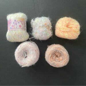 Unbranded Mixed Fuzzy Yarn Lot of 5 skeins Knitting Crochet Fibers